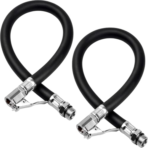 KIMHOME 2 Pièces Accessoire de Gonflage pour Pneus Lourds - Flexible, Durable pour Voiture Moto Vélo Manomètre avec Connecteurs Universels