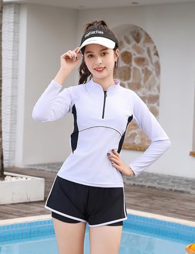 Image of KORADI Girls Swimsuits Rash Guard Swim Set Kids Two-Piece Bathing Suits Teen Swimwear Beach Shorts Sun Protection Swim Shirts
