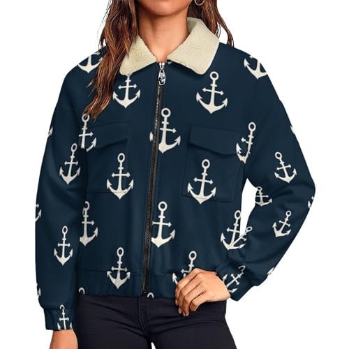 Veste polaire d'extérieur pour femme idéale pour les balades hivernales avec imprimé marine