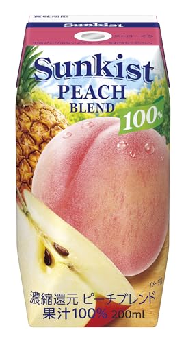 【訳アリ：賞味期限 2026/4/26】サンキスト 100% ピーチブレンド 紙パック ジュース 200ml 48本 100パーセント 森永乳業
