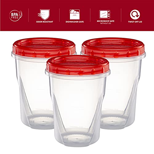 Elegant Disposables (32 Ounce 10 Pack) Twist Cap Containers Clear Bottom With Red Top Screw On Lids Twist Top Food Storage Freezer Containers #TOP4