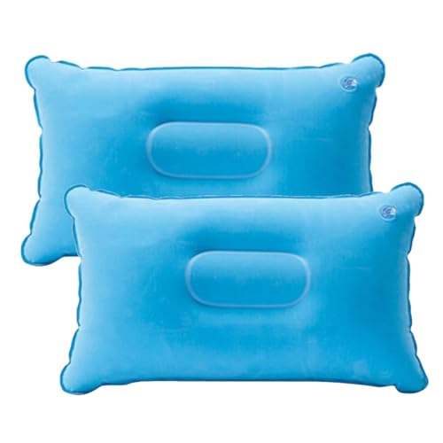 GXGM 2 piezas Almohada inflable de viaje, 34 * 22CM Almohada inflable de viaje, Almohadas inflables suaves, Almohada de camping, Almohada para el cuello, Almohadas inflables para dormir（azul cielo）