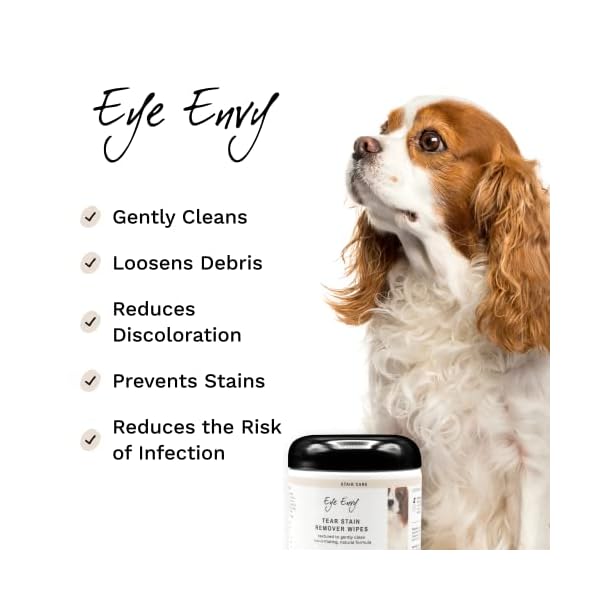 Eye Envy Tear Stain Wipes for Dogs | Textured to Gently Clean | Presoaked in 100% Natural Formula | Recommended by AKC Breeders, Vets, Groomers | Treats The Cause of Staining | 60 Count Eye Envy Tear Stain Wipes for Dogs | Textured to Gently Clean | Presoaked in 100% Natural Formula | Recommended by AKC Breeders, Vets, Groomers | Treats The Cause of Staining | 60 Count