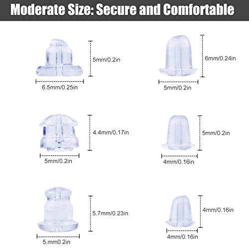 Earring Backs,Rubber Earring Backs For Studs, Silicone Earring Backs With Pad, Earring Backs Rubber, 6 Different Shapes Soft Clear Earring Backs Replacements, Earring Backings For Studs (300Pcs) #TOP4