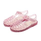 TANDEFLY Jelly Sandals for Girls,Closed Toe Princess Costume Summer Dress Shoes Fisherman Water Beach Rubber Sole Flat Sandals for Toddler Little Kid Big Kid