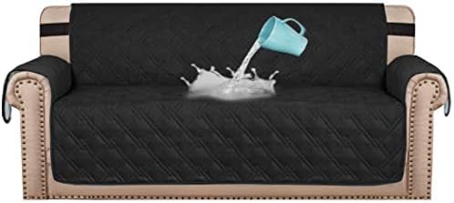 100% Waterproof Recliner Chair Cover Furniture Protectors for Recliners Sofa Cover Slipcovers for Leather Sofa Protect from Pets/Kids with Elastic Strap and Non Slip Backing (Recliner 22", Black)