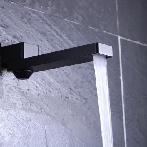 HONGTONGSOWER Matte Black Waterfall Tub Faucet Spout Non Diverter for Bathtub Shower Faucet Folding Wall Mount 180 Degree Swivel Bath Tub Spout with ON/Off High Flow Filler Bath Spa Bathtub Spout by HONGTONGSOWER - Used condition - Image 7