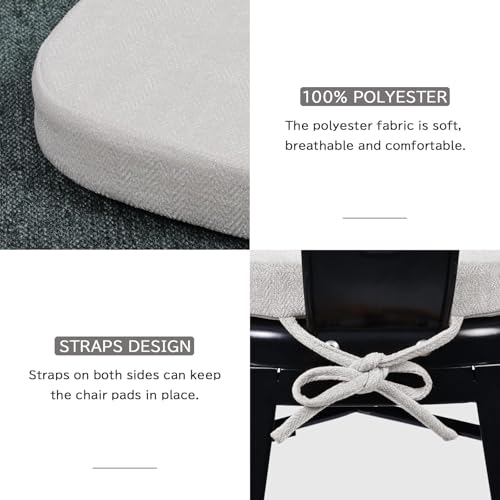 Image of baibu 14x14 Memory Foam Metal Chair Cushions Set of 2, Dual-Layer Design Non-Slip Metal Dining Chair Pads Kitchen Seat Cushion with Machine Washable Cover, 2 Counts, White