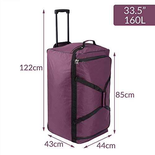 Monzana® Borsone Da Viaggio Trolley Xxl 85X43X44Cm Con Ruote 160L Funzione Borsa Turista Manico Telescopico Bagaglio A Mano Grande Morbido In Tessuto - 6