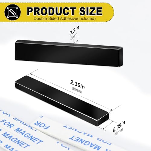Image of MIKEDE Neodymium Bar Magnets with Adhesive Backing, 5 Pcs Heavy Duty Earth Strong Magnetsfor Whiteboard, Fridge, Tools, Cabinet Doors, Office, 2.36 x 0.39 x 0.20 in