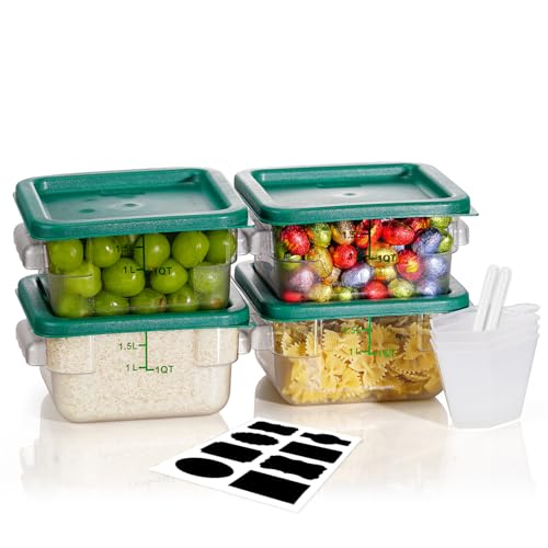 Image of 2QT 4PCS NSF Commercial Clear Food Storage Containers with Lids(GREEN)