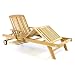 Produktbild Divero Sonnenliege Garten Relax - Liege Teak - Holz inkl. Räder Tablett  Lehne & Fußteil mehrfach verstellbar  unbehandelt Natur behandelt (wählbar) (Teak Natur)