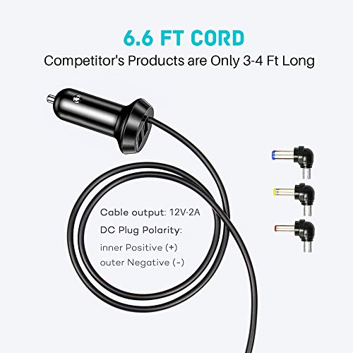 FouceClaus Car Charger for Philips, DBPOWER, Sylvania, UEME, APEMAN Portable DVD Player, 12V Car Cigarette Plug Portable DVD Player Power Cord with Dual USB Ports (6.6Ft Cable)