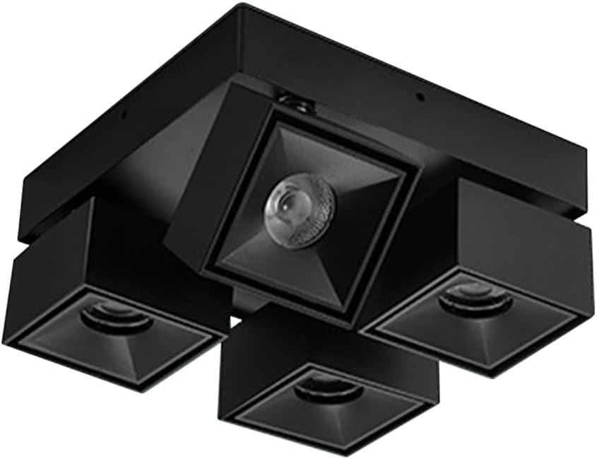 4-Light Ceiling Spotlight Square Fixed Track Lighting Fixture Adjustable Flush Mount Downlight, 360°+90° Rotation Directional Spotlights for Bedroom Office Gallery Picture/K3000K/28W