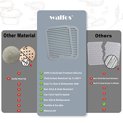 Image of Walfos Silicone Trivets for Hot Pots and Pans - Heat Resistant Hot Pads for Kitchen Counter- Multi-Purpose & Versatile Trivet Mat - Long-Lasting & Flexible Silicone Hot Pad