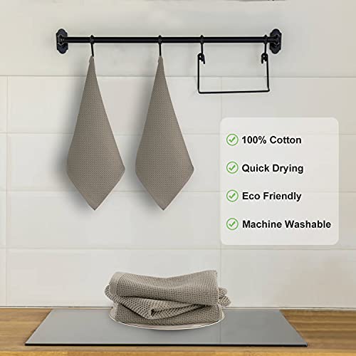 Image of 100% Cotton Kitchen Towels, 4-Pack Waffle Weave Ultra Soft Absorbent Dish Towels Quick Drying Dish Cloths, 18 in x 28 in, Coffee