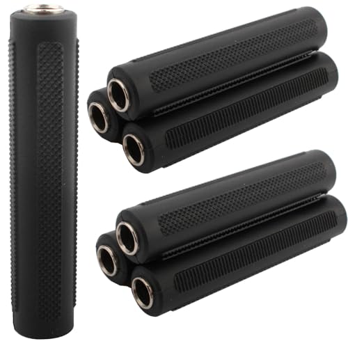 RUNCCI-YUN 6 pezzi Accoppiatore audio femmina-femmina TS/TRS da 6,35 mm, adattatore jack mono/stereo da 1/4, 6,35 mm audio per cambiare genere per amplificatore altoparlante, suono chitarra