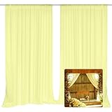 EMART 背景布 2点 背景カーテン 150x300cm イエロー 結婚式用 パーティー 記念撮影 飾り DIY シフォン生地 光沢感が良い しわ防止 （ストラップ2点付き）