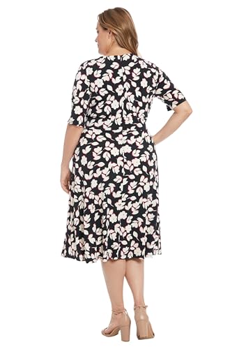 Image of London Times Women's Womens Elbow Sleeve A-line Midi - Pretty Garden Party Dress - Special Occasion Wedding Guest Dress