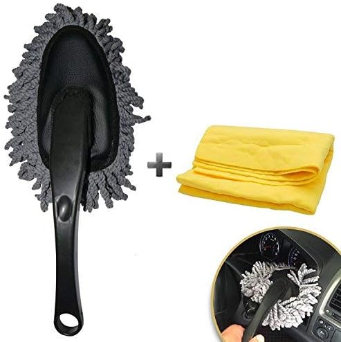 DOKO-IN Super Soft Microfiber Car Dash Duster, Car Interior Cleaning and Home Use Dusting Brush, Chamois Cloth Included - 1 Year Warranty