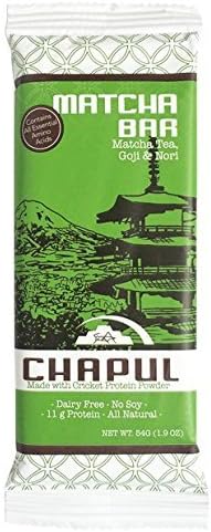 Chapul High Protein Cricket Flour Bars – Matcha Green Tea and Banana – Gluten, Soy and Dairy Free - Low Sugar & Low Net Carbs (12 Pack)