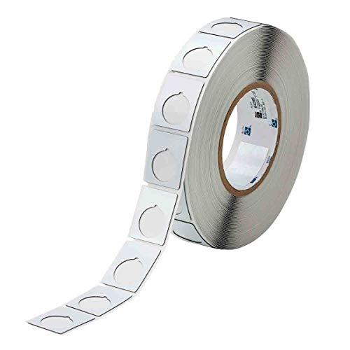 Pulsador etiqueta blanco brillo de transferencia térmica y cinta adhesiva B-593 de 1.2" x 1.5"
