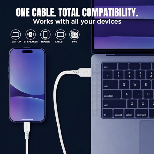 Image of Intex Speed Pro 3A Type USB to C Fast Charging Cable with 480 Mbps, Data Transfer and Tangle-Free Cable For Laptop, BT Speaker, Mobile, Tablet, TWS & Other Type C Devices, Strong TPE Cable - White