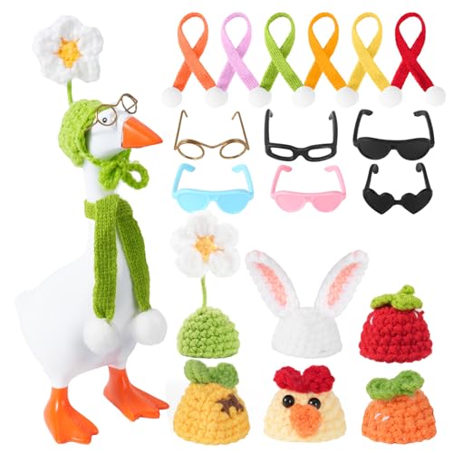 linastu 6 Set 7inch Desk Goose Outfits, Mini Desktop Goose clothes Desk Goose Accessories Set for Magnetic Goose Statue (Colorful Hats+ Sunglasses+ Scarf)
