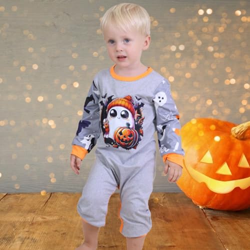 Matching Halloween Pajamas Set For Family Cute Spooky Graphic Sleepwear Long Sleeve Crew Neck Shirts And Pants Sets2