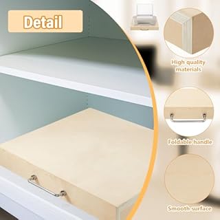 Memorywuu 19" Wide Big Printer Pull out Tray Pull out Drawers with Sliding Rails Screws Slide out Shelf Wood Slide out Tray Cabinet Organizer for Office Desk Sliding Storage, Hold up 80 Lbs