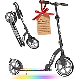 BELEEV Roller Kinder 6 Jahre, 230mm Big Wheel, LED Licht Deck, ABEC-7, Höhenverstellbar, Tragegurt, Faltbare Scooter Erwachsene, Aluminium Leichter Cityroller Kinder, Jugendliche, Erwachsene