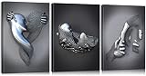 3 Pieces Love Heart 3D Wall Art Abstract Figure Statue Kiss Posters 3D Wall Decor Baby Poster Love D