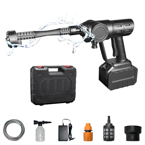 高圧洗浄機 コードレス 6 MPa最大吐出圧力 300 W ブラシレスモーター 22500 mAh 大容量バッテリー 6in1ノズル, 12 m噴射距離 軽量・コンパクト 車/家/庭園/キャンプ用