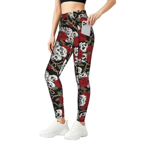 Pantalones de yoga para correr y fitness con estampado original de rosas