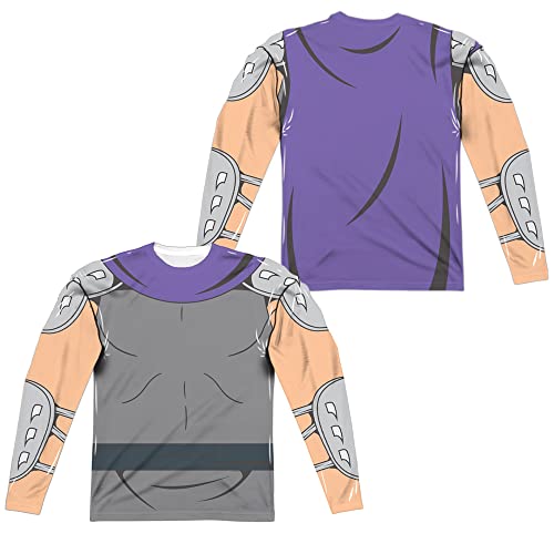 Popfunk TMNT Teenage Mutant Ninja Turtles Shredder Costume Unisex Adult Long-Sleeve Sublimated Halloween Costume T Shirt (Front/Back) - 3X-Large White