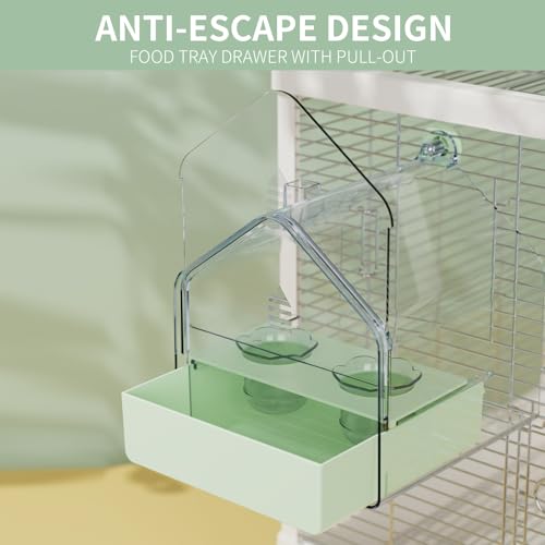 Image of Hanging Bird Bath for Cage, 3-in-1 Multifunctional Bathtub -Bath, Feeder & House for Small to Medium Lovebirds, Finches, Parakeets - Essential Bird Cage Accessory (White)