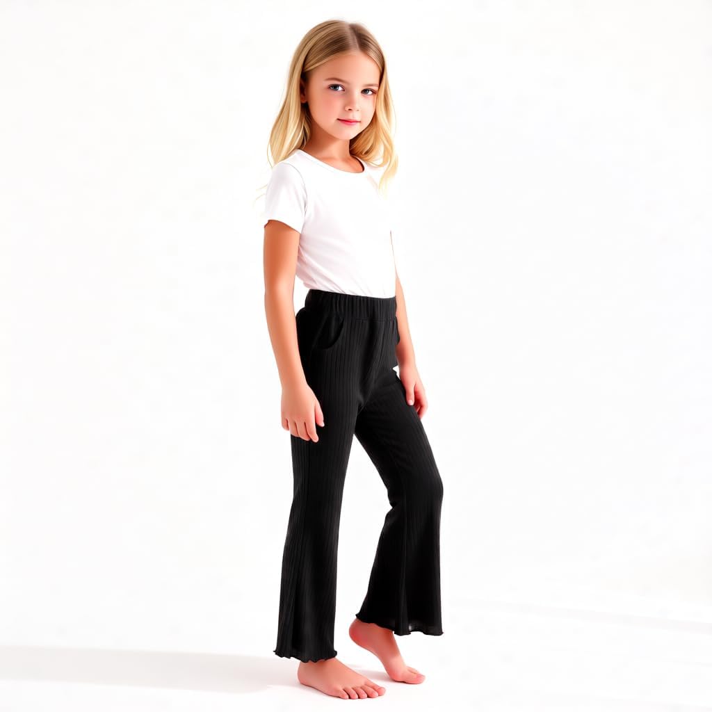 Girls Ice Silk Flare Pants Toddler Ruffle Bell Bottoms Elastic Waist Summer Leggings Mosquito Resistant Breathable