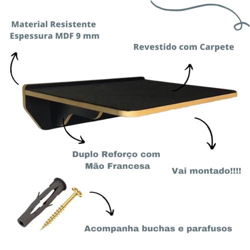 Prateleira Grande Para Gatos (Preta)