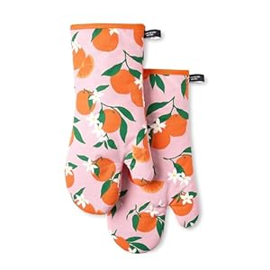 kate spade new york Squeeze The Day Oven Mitt 2-Pack Set, Heat Resistant, 100% Cotton, Orange/Pink, 7"x13" kate spade new york Squeeze The Day Oven Mitt 2 Pack Set Heat Resistant 100 Cotton OrangePink 7×13