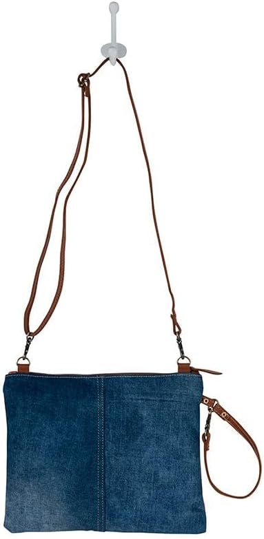 Myra Bag Crossbody Bag for Women - Western Upcycled Canvas & Leather Shoulder Handbag Denim
