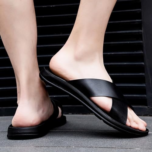 Men's Leather Orthopedic Sandals Open Toe Comfort Arch Support Hollow Slippers Summer Lightweight Non-Slip Soft Sole Casual Walking Beach Slides4