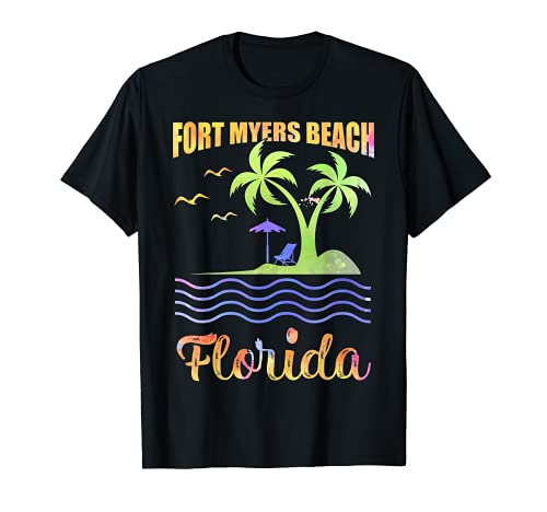 Vacaciones de verano Retro Sunset Florida Fort Myers Beach Camiseta
