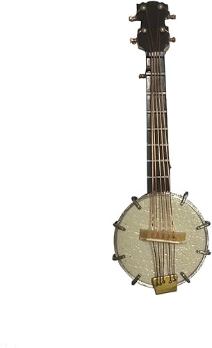 ALANO Miniatura Banjo Ornamento Mini Banjo Mini Instrumento Musical Decoración del Hogar (3.1 in)