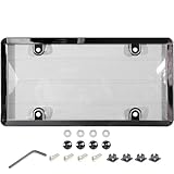 Custom Accessories 90085 Clear Cover License Plate Frame with Chrome ABS Frame Anti-Theft Fasteners