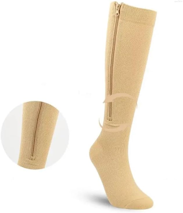 Compression Socks Zipper Knee High 15-20mmHg Socks for Women Men, Support Stockings for Daily Wear & Circulation - Image 6