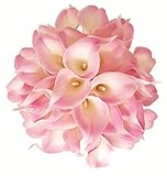 Artificial Calla Lily Flowers 18 Pack 14 Inch Blush Pink Real Touch Latex - Home Decor Bedroom Wedding Bouquets Party Centerpieces