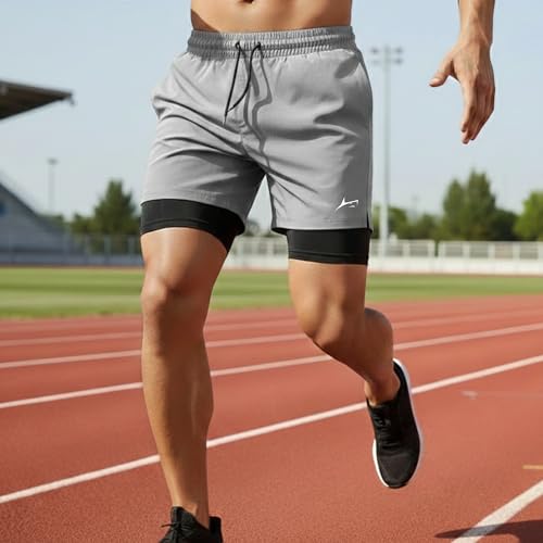 Image of PROSHARX Apex Dual Shorts Advanced with Concealed and Secure Pockets & Towel /T-Shirt Holder | Men's 2 in 1 Double Layer Short for Running, Gym & Sports