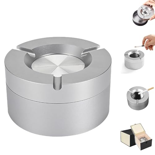 Cendrier à Fermeture Tournante Amovible, Cendrier Rotatif éTanche, RéSistant Au Vent Et à La Pluie, Avec Porte-Cigarette IntéGré Pour Voiture Et Maison (A)