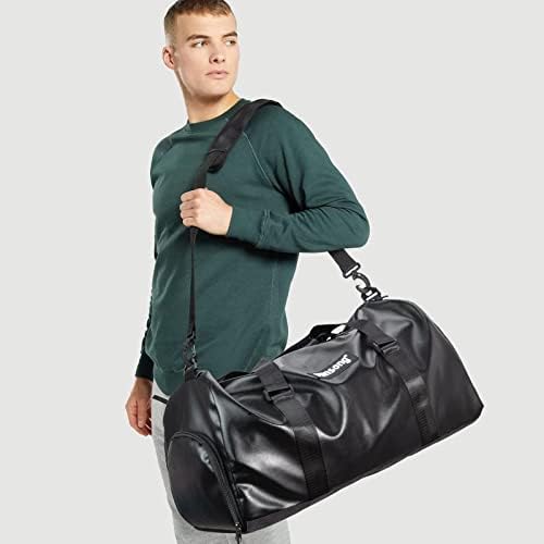 Travel Duffle Bag for Men Women, Leather Weekender Carry On bag With Shoe Pouch, Overnight Bags Gym Tote Shoulder Bag (Black) 7 Travel Duffle Bag for Men Women, Leather Weekender Carry On bag With Shoe Pouch, Overnight Bags Gym Tote Shoulder Bag (Black)