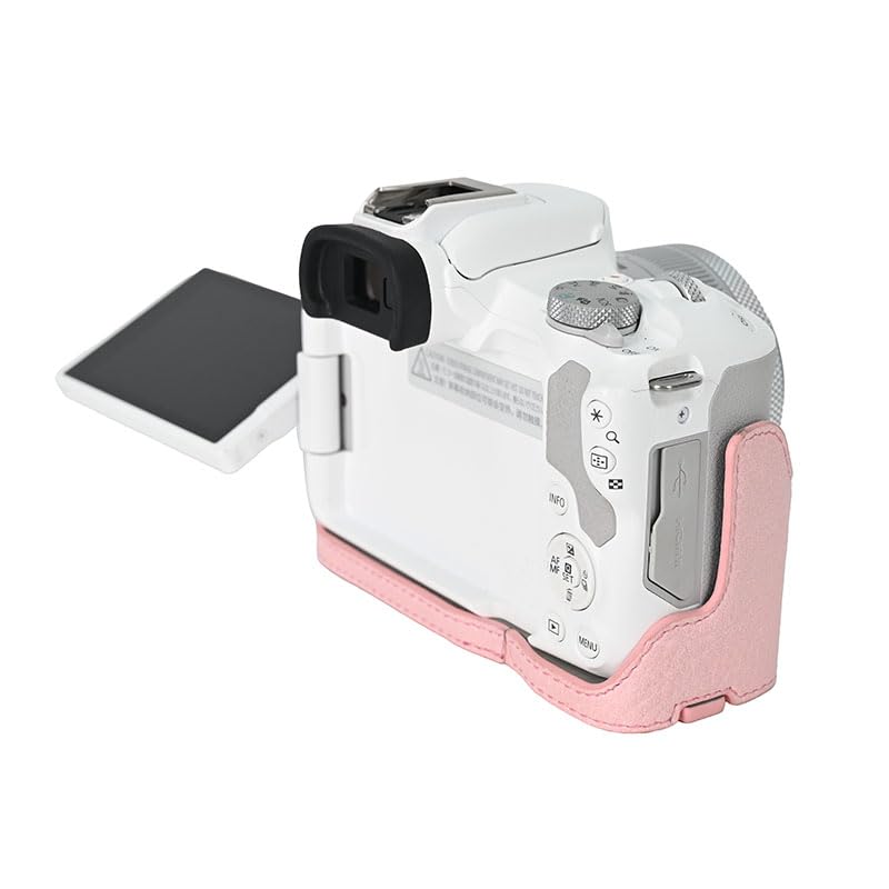 Funda de media cámara para Canon Eos R50 de cuero PU rosa miniatura 4
